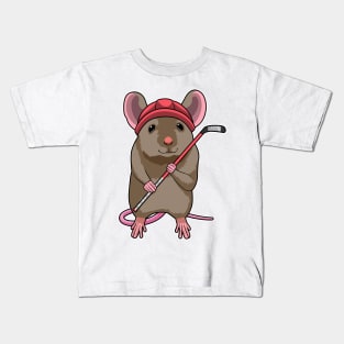 Mouse at Ice hockey with Ice hockey stick Kids T-Shirt